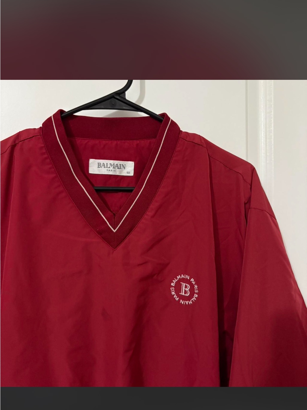 Balmain Burgundy V-Neck Pullover Jacket